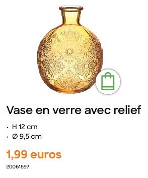 Promoties Vase en verre avec relief - Huismerk - Ava - Geldig van 29/01/2024 tot 31/07/2024 bij Ava