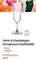 Promotions Verre à champagne transparent réutilisable - Produit Maison - Ava - Valide de 29/01/2024 à 31/07/2024 chez Ava