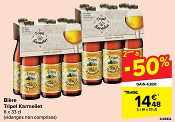 Promotions Bière tripel karmeliet - TRipel Karmeliet - Valide de 31/01/2024 à 06/02/2024 chez Carrefour