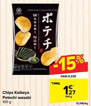 Promotions Chips koikeya potechi wasabi - Koikeya - Valide de 31/01/2024 à 06/02/2024 chez Carrefour