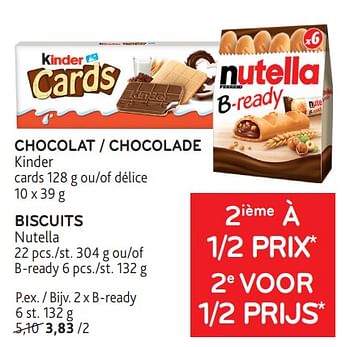 Promotions Chocolat kinder + biscuits nutella 2ième à 1-2 prix - Produit maison - Alvo - Valide de 31/01/2024 à 13/02/2024 chez Alvo