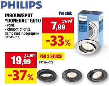 Promotions Inbouwspot donegal gu10 - Philips - Valide de 31/01/2024 à 11/02/2024 chez Hubo