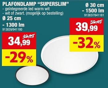 Promoties Plafondlamp superslim - Philips - Geldig van 31/01/2024 tot 11/02/2024 bij Hubo