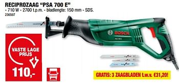 Promoties Bosch reciprozaag psa 700 e - Bosch - Geldig van 31/01/2024 tot 11/02/2024 bij Hubo