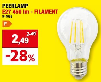 Promoties Peerlamp e27 - filament - Huismerk - Hubo  - Geldig van 31/01/2024 tot 11/02/2024 bij Hubo
