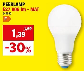 Promoties Peerlamp e27 - mat - Huismerk - Hubo  - Geldig van 31/01/2024 tot 11/02/2024 bij Hubo