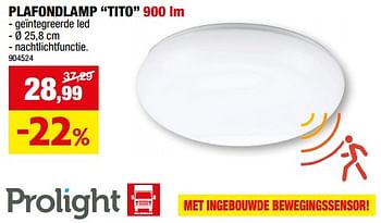 Promoties Plafondlamp tito - Prolight - Geldig van 31/01/2024 tot 11/02/2024 bij Hubo
