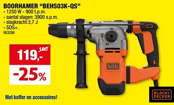 Promoties Black + decker boorhamer behs03k-qs - Black & Decker - Geldig van 31/01/2024 tot 11/02/2024 bij Hubo