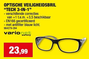 Promoties Optische veiligheidsbril tech 3-in-1 - Varionet Safety - Geldig van 31/01/2024 tot 11/02/2024 bij Hubo