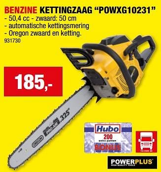 Promotions Powerplus benzine kettingzaag powxg10231 - Powerplus - Valide de 31/01/2024 à 11/02/2024 chez Hubo