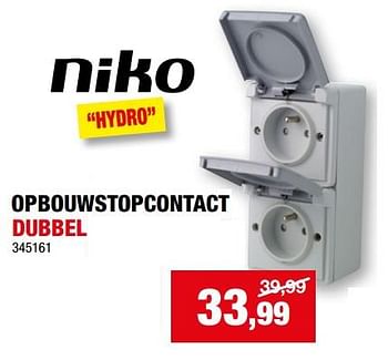 Promoties Opbouwstopcontact dubbel - Niko - Geldig van 31/01/2024 tot 11/02/2024 bij Hubo