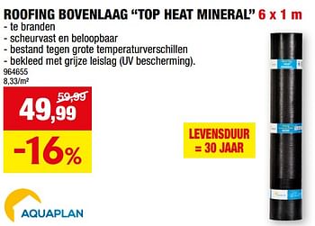 Promoties Roofing bovenlaag top heat mineral - Aquaplan - Geldig van 31/01/2024 tot 11/02/2024 bij Hubo