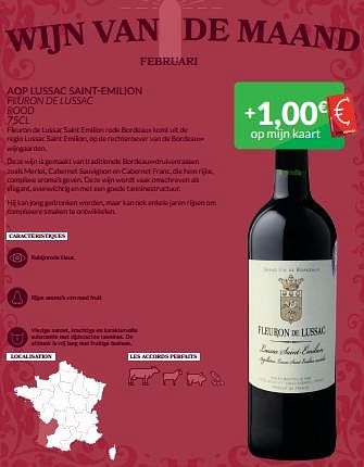Promoties Aop lussac saint-emilion fluron de lussac rood - Rode wijnen - Geldig van 01/02/2024 tot 29/02/2024 bij Intermarche