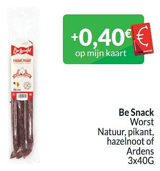 Promoties Be snack worst natuur, pikant, hazelnoot of ardens - Apero Cochon - Geldig van 01/02/2024 tot 29/02/2024 bij Intermarche
