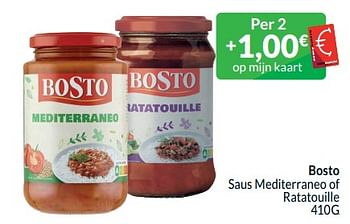 Promoties Bosto saus mediterraneo of ratatouille - Bosto - Geldig van 01/02/2024 tot 29/02/2024 bij Intermarche