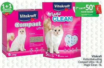 Promoties Vitakraft kattenbakvulling compact ultra - of magic clean - Vitakraft - Geldig van 01/02/2024 tot 29/02/2024 bij Intermarche