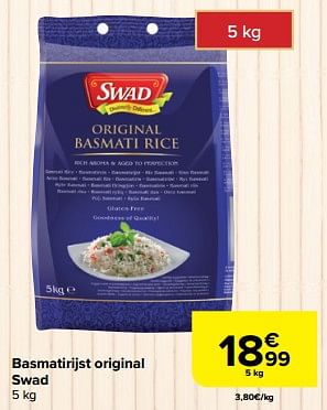 Promoties Basmatirijst original swad - Swad - Geldig van 31/01/2024 tot 12/02/2024 bij Carrefour