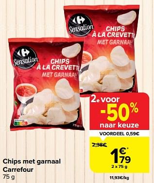Promoties Chips met garnaal carrefour - Huismerk - Carrefour  - Geldig van 31/01/2024 tot 12/02/2024 bij Carrefour