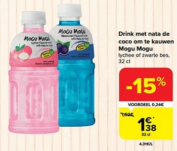 Promoties Drink met nata de coco om te kauwen mogu mogu - Mogu Mogu - Geldig van 31/01/2024 tot 12/02/2024 bij Carrefour