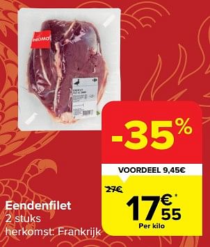 Promoties Eendenfilet - Huismerk - Carrefour  - Geldig van 31/01/2024 tot 12/02/2024 bij Carrefour