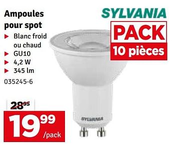Promotions Ampoules pour spot - Sylvania - Valide de 30/01/2024 à 11/02/2024 chez Mr. Bricolage