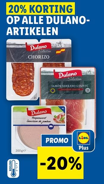 Promotions 20% korting op alle dulano artikelen - Dulano - Valide de 07/02/2024 à 13/02/2024 chez Lidl