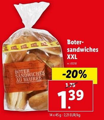 Promotions Botersandwiches xxl - Produit maison - Lidl - Valide de 07/02/2024 à 13/02/2024 chez Lidl