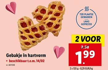 Promoties Gebakje in hartvorm - Huismerk - Lidl - Geldig van 07/02/2024 tot 13/02/2024 bij Lidl