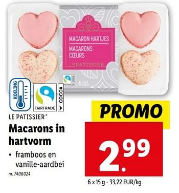 Promoties Macarons in hartvorm - Le Patissier - Geldig van 07/02/2024 tot 13/02/2024 bij Lidl