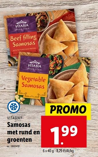 Promoties Samosas met rund en groenten - Vitasia - Geldig van 07/02/2024 tot 13/02/2024 bij Lidl