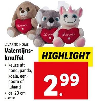 Promoties Valentijnsknuffel - Livarno - Geldig van 07/02/2024 tot 13/02/2024 bij Lidl
