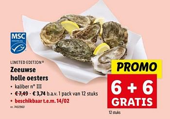 Promoties Zeeuwse holle oesters - Limited Edition - Geldig van 07/02/2024 tot 13/02/2024 bij Lidl
