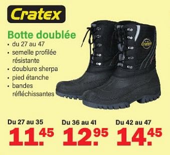 Promotions Botte doublée - Cratex - Valide de 29/01/2024 à 17/02/2024 chez Van Cranenbroek