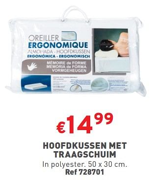 Promotions Hoofdkussen met traagschuim - Produit maison - Trafic  - Valide de 31/01/2024 à 05/02/2024 chez Trafic