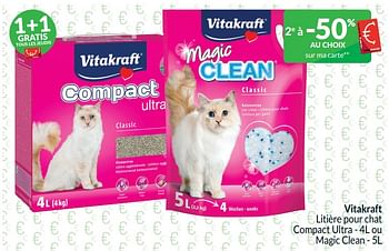 Promotions Vitakraft litière pour chat compact ultra - ou magic clean - Vitakraft - Valide de 01/02/2024 à 29/02/2024 chez Intermarche