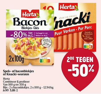 Promoties Baconblokjes - Herta - Geldig van 01/02/2024 tot 07/02/2024 bij Delhaize