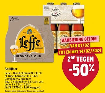 Promoties Blond bier - Leffe - Geldig van 01/02/2024 tot 07/02/2024 bij Delhaize