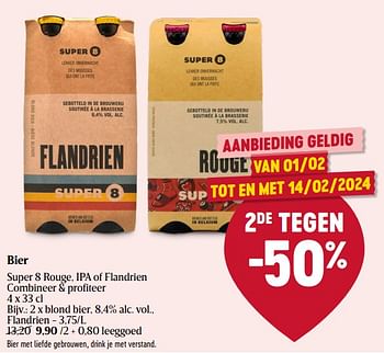 Promoties Blond bier flandrien - Super 8 - Geldig van 01/02/2024 tot 07/02/2024 bij Delhaize