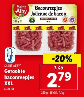 Promoties Gerookte baconreepjes xxl - Saint Alby - Geldig van 07/02/2024 tot 13/02/2024 bij Lidl