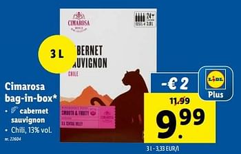 Promoties Cimarosa bag-in-box - Rode wijnen - Geldig van 07/02/2024 tot 13/02/2024 bij Lidl