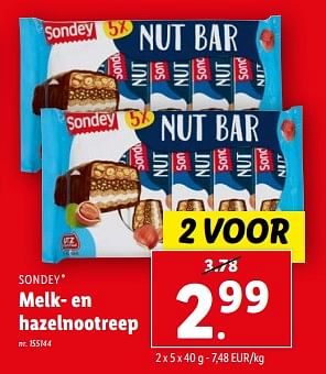 Promoties Melk- en hazelnootreep - Sondey - Geldig van 07/02/2024 tot 13/02/2024 bij Lidl