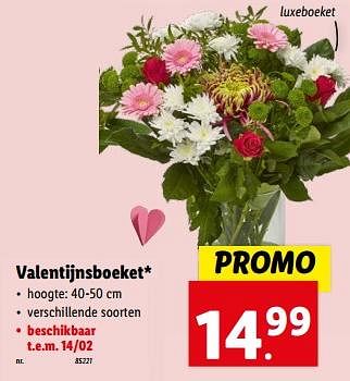 Promoties Valentijnsboeket luxeboeket - Huismerk - Lidl - Geldig van 07/02/2024 tot 13/02/2024 bij Lidl