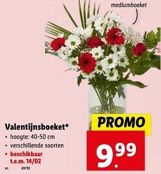 Promoties Valentijnsboeket mediumboeket - Huismerk - Lidl - Geldig van 07/02/2024 tot 13/02/2024 bij Lidl