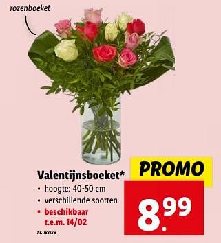 Promoties Valentijnsboeket rozenboeket - Huismerk - Lidl - Geldig van 07/02/2024 tot 13/02/2024 bij Lidl