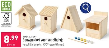 Promoties Bouwpakket voor vogelhuisje - HOME CREATION - Geldig van 05/02/2024 tot 10/02/2024 bij Aldi