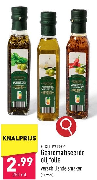 Promoties Gearomatiseerde olijfolie - El Cultivador - Geldig van 05/02/2024 tot 10/02/2024 bij Aldi
