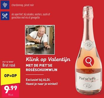 Promoties Piet’se’wyn brut rosé - Schuimwijnen - Geldig van 05/02/2024 tot 10/02/2024 bij Aldi