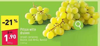 Promoties Pitloze witte druiven - Huismerk - Aldi - Geldig van 05/02/2024 tot 10/02/2024 bij Aldi