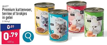 Promoties Premium kattenvoer, terrine of brokjes in gelei - JULIET - Geldig van 05/02/2024 tot 10/02/2024 bij Aldi