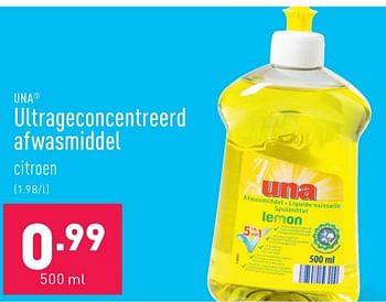 Promoties Ultrageconcentreerd afwasmiddel - Una - Geldig van 05/02/2024 tot 10/02/2024 bij Aldi